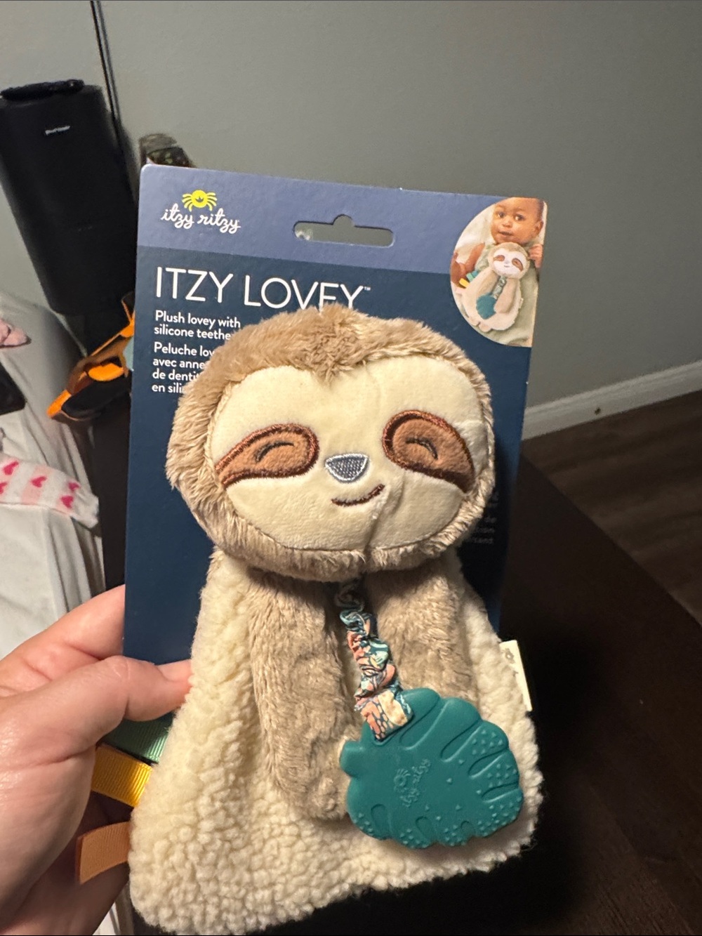 Itzy Ritzy Plush Sloth Lovey with Teether - Cream & Brown